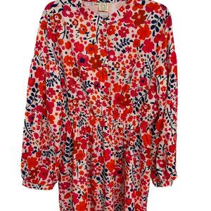 GRACE + EMMA Come In To Bloom Red Multicolor Floral Boho Dress XL w/pockets NWT
